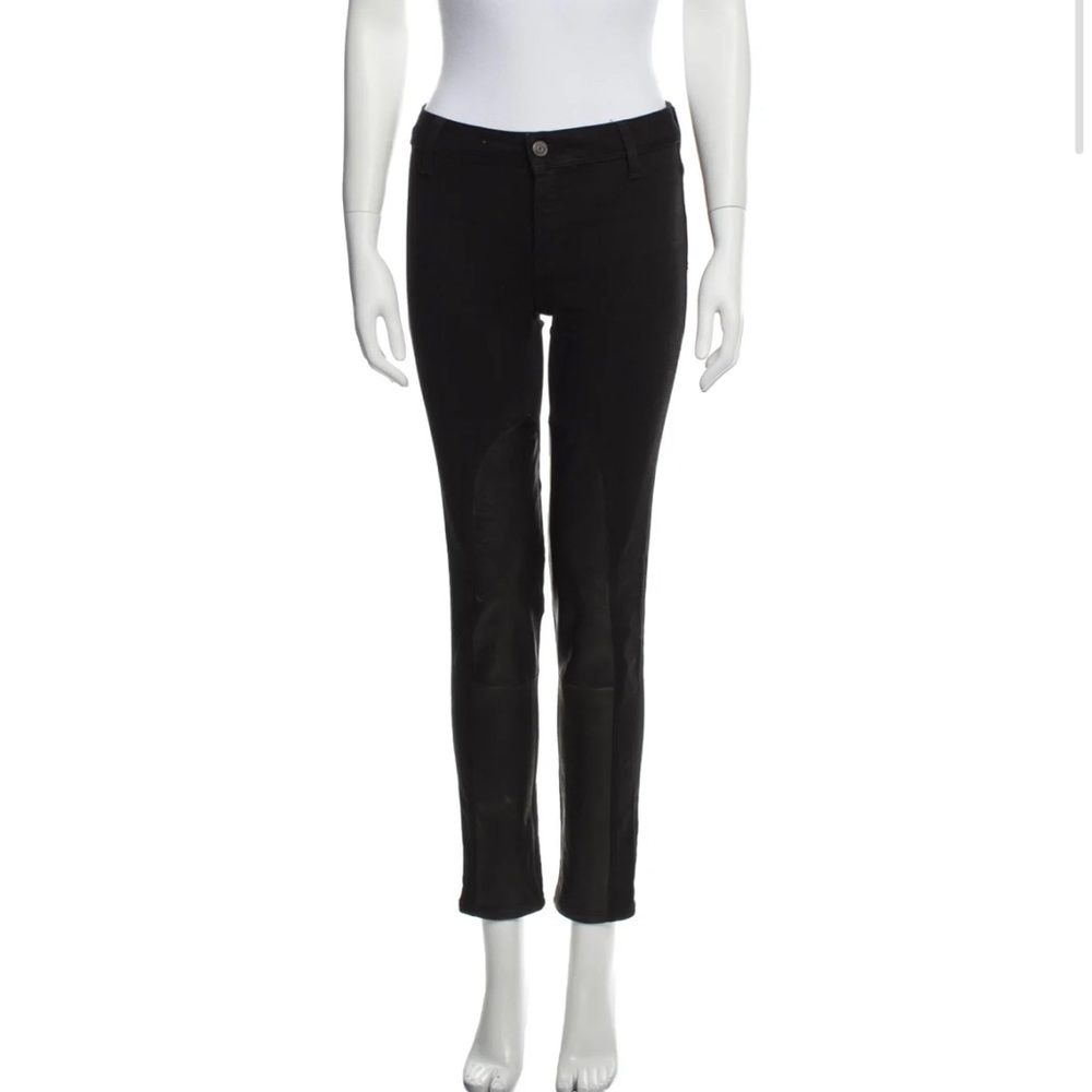 Burberry Brit Skinny Leg Jeans, black with leather detail size 2